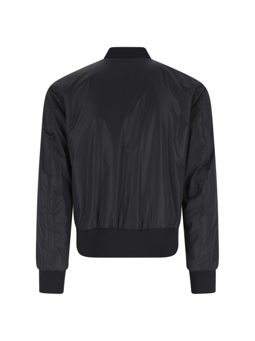 Dolce & Gabbana Black Sleek Ribbed Trim Bomber Jacket