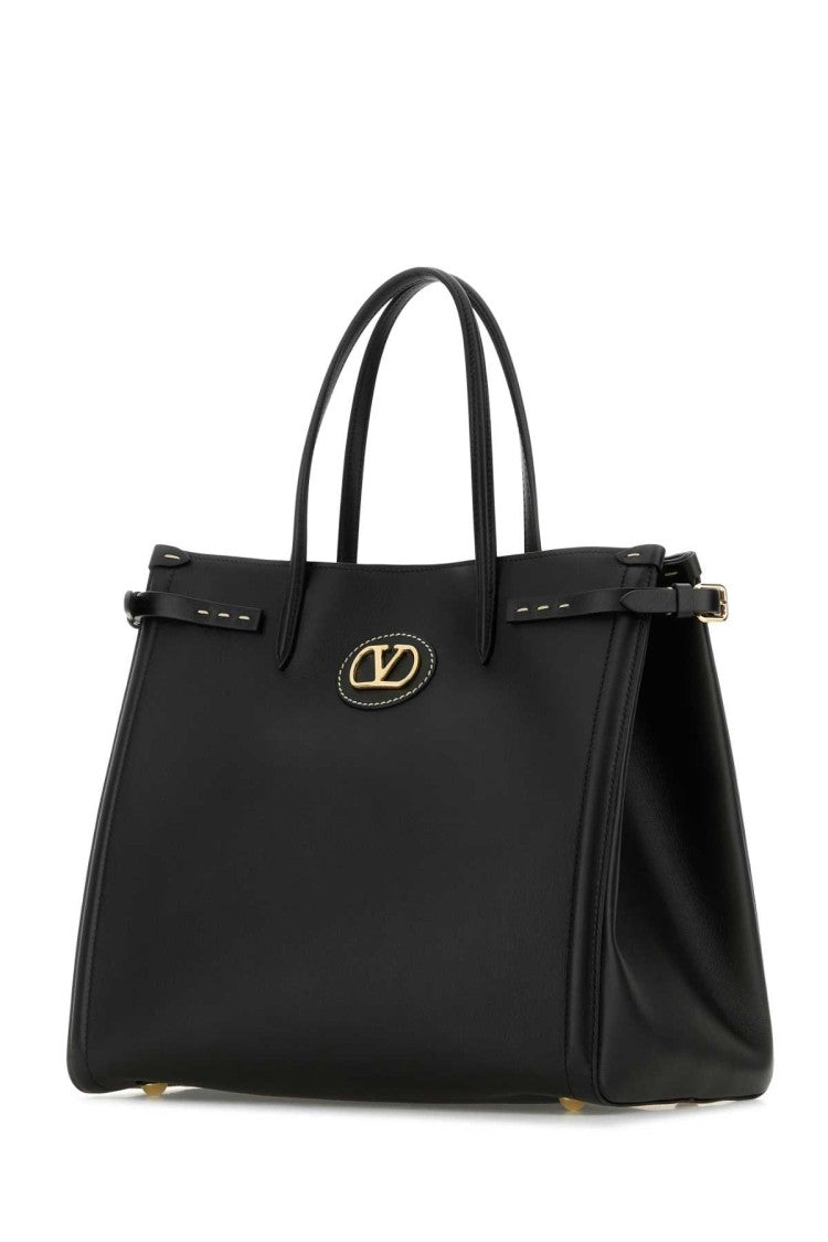 Valentino Garavani Black Leather Antibes Shopping Bag