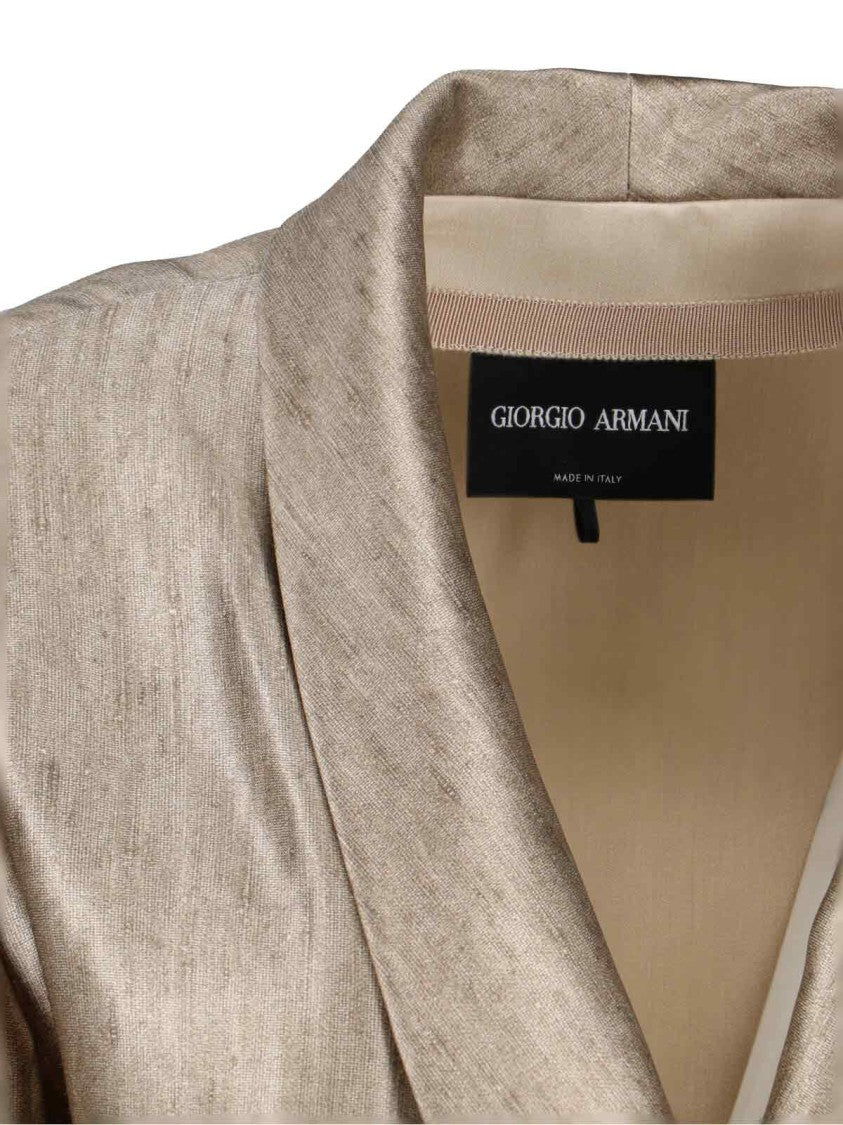 Giorgio Armani Double-Breasted Silk Blazer – Gold
