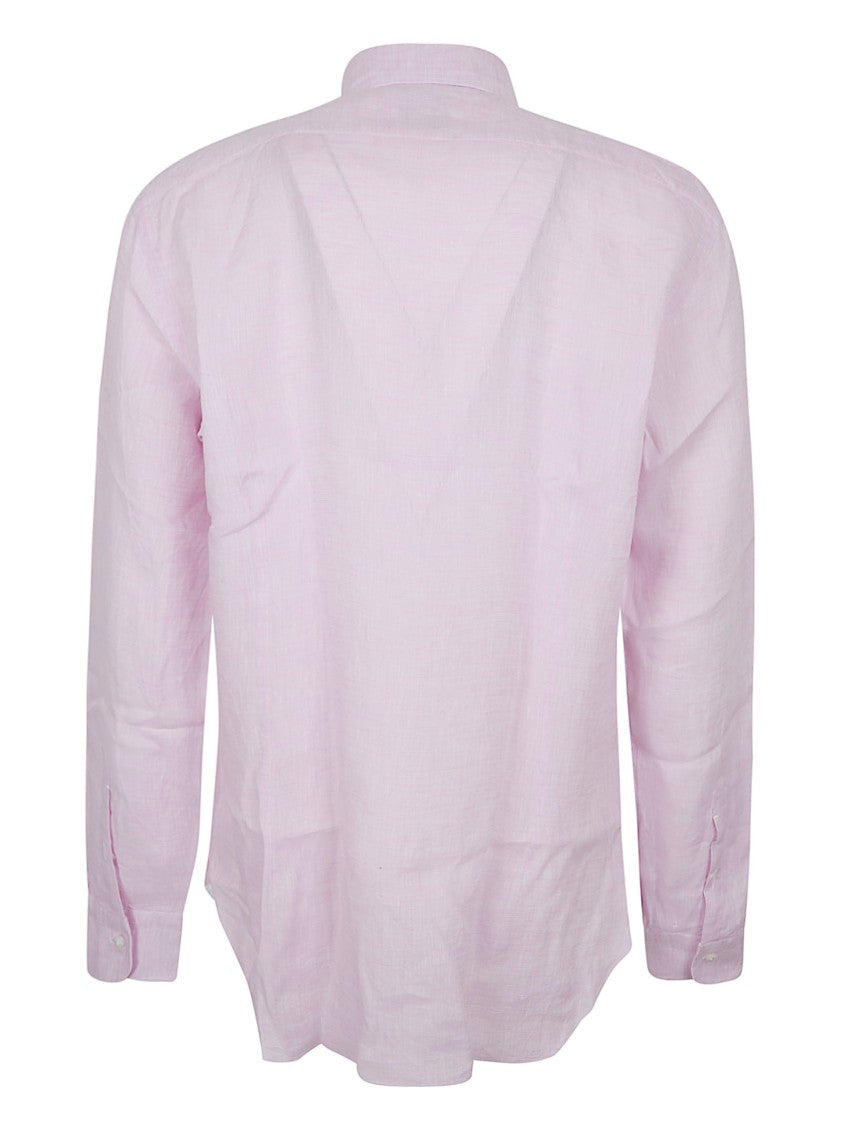 Barba Napoli Linen Long-Sleeved Shirt With Classic Collar And Button Closure