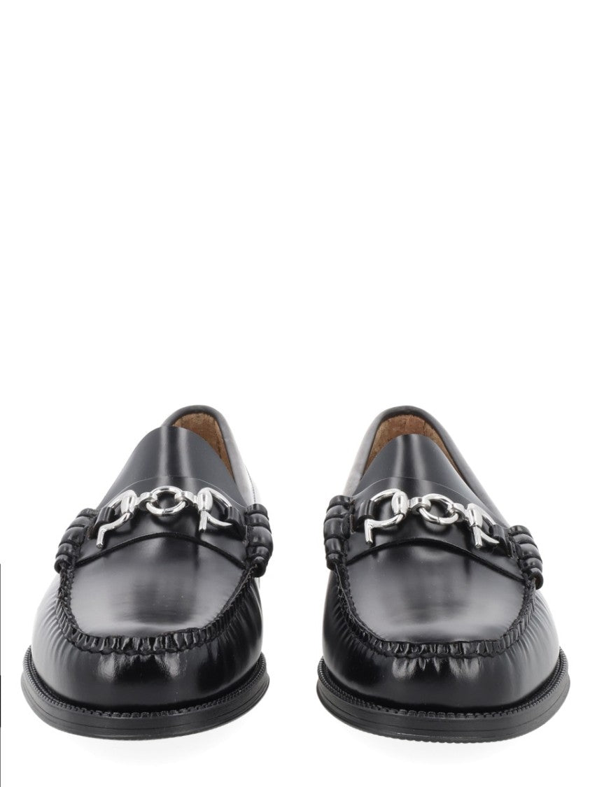 G.H. Bass Black Smooth Leather Silver Bit Loafers