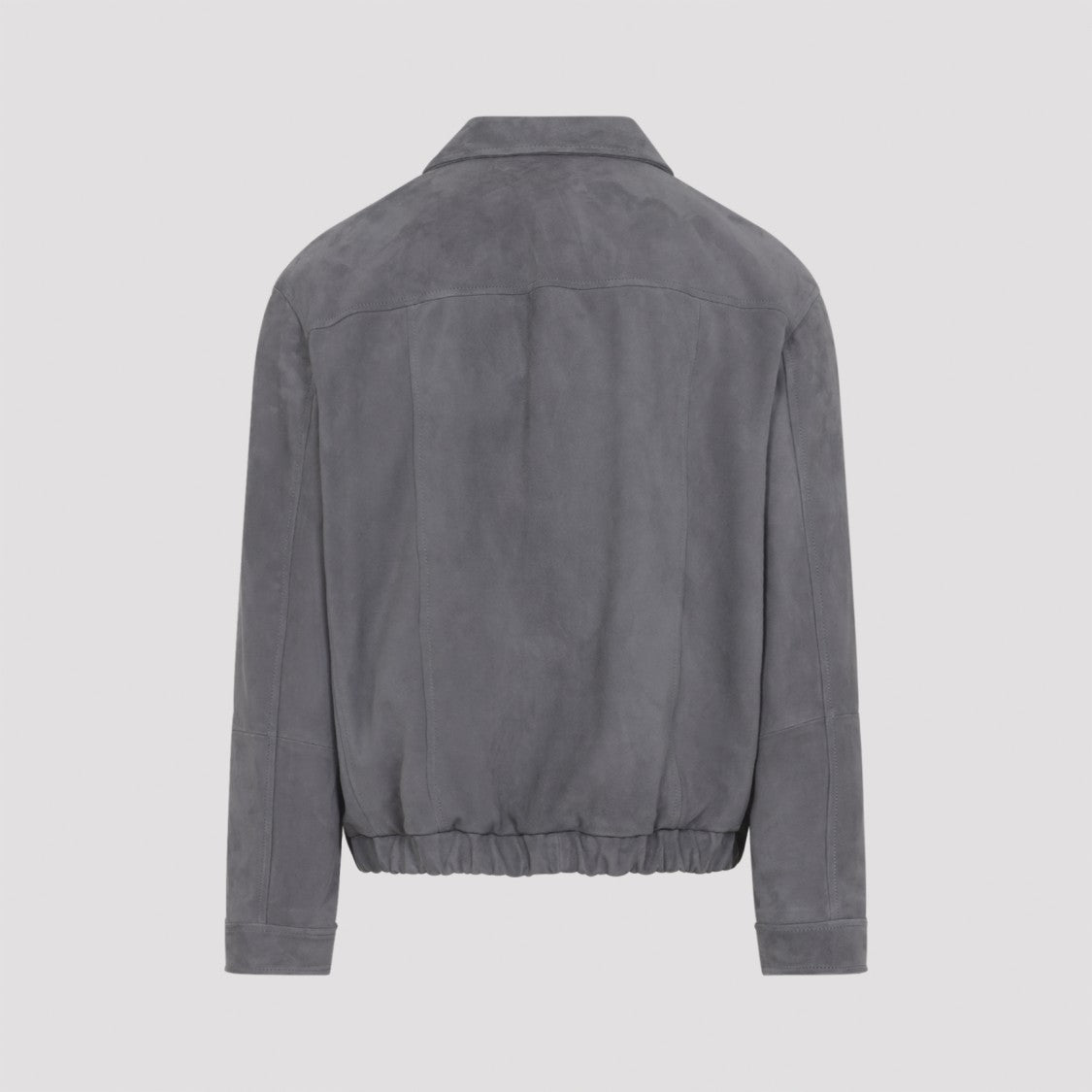 Brunello Cucinelli Grey Suede Jacket With Tailored Fit