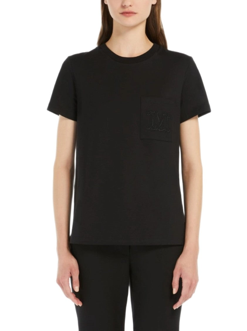 Max Mara Short-Sleeve Black T-Shirt With Embossed Logo