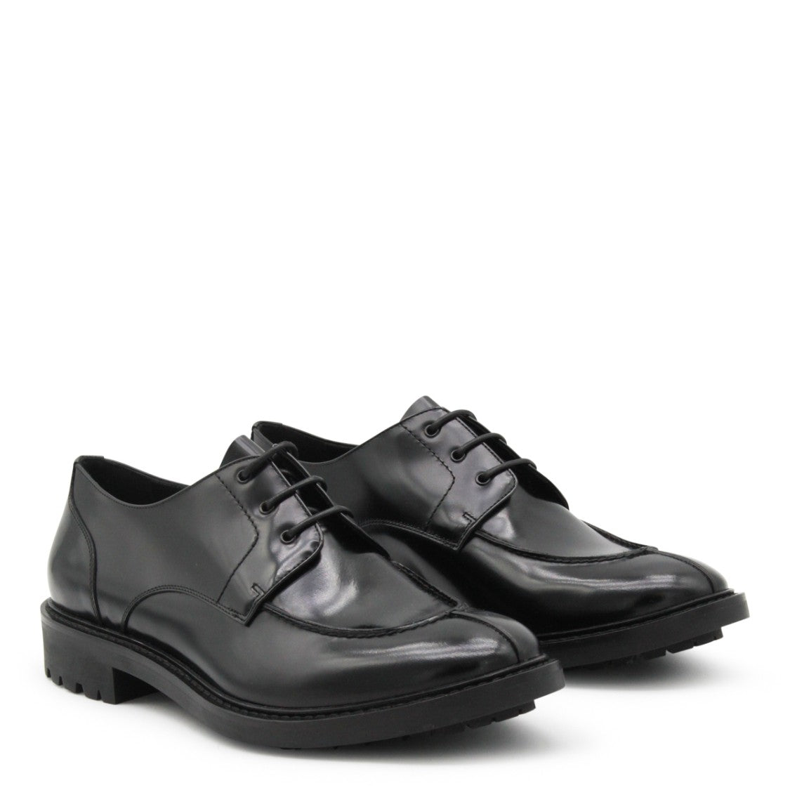 Saint Laurent Black Leather Lace Up Loafers