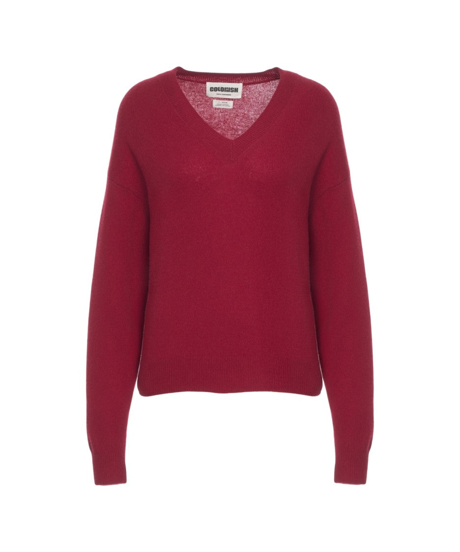 Crush Cashmere V-Neck Pullover With Ribbed Cuffs