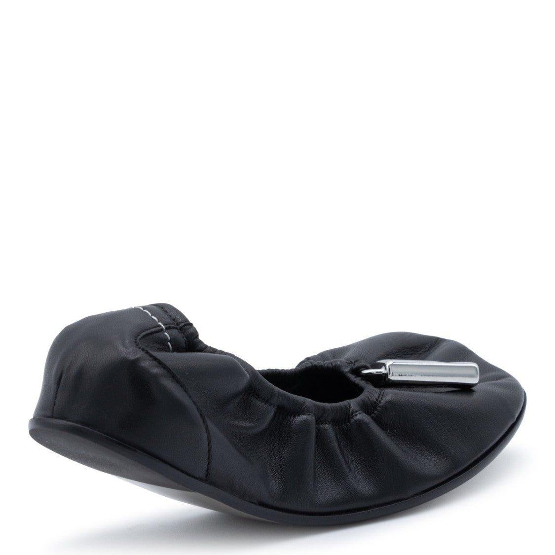 Mm6 By Maison Margiela Black Leather Elasticated Ballet Flats