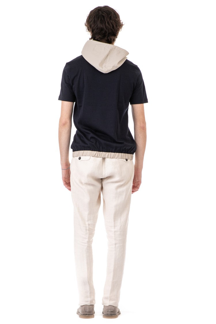 Eleventy Bimaterial Hoodie T-Shirt