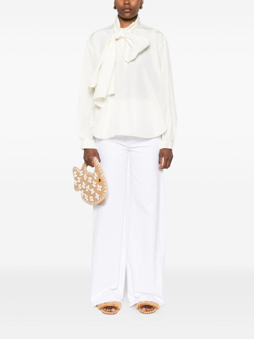 Forte Forte White Blouse With Bow Tie Detail