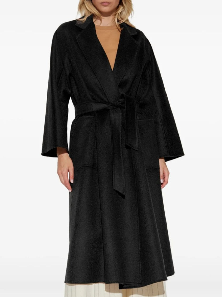 Max Mara Long Black Cashmere Wrap Coat