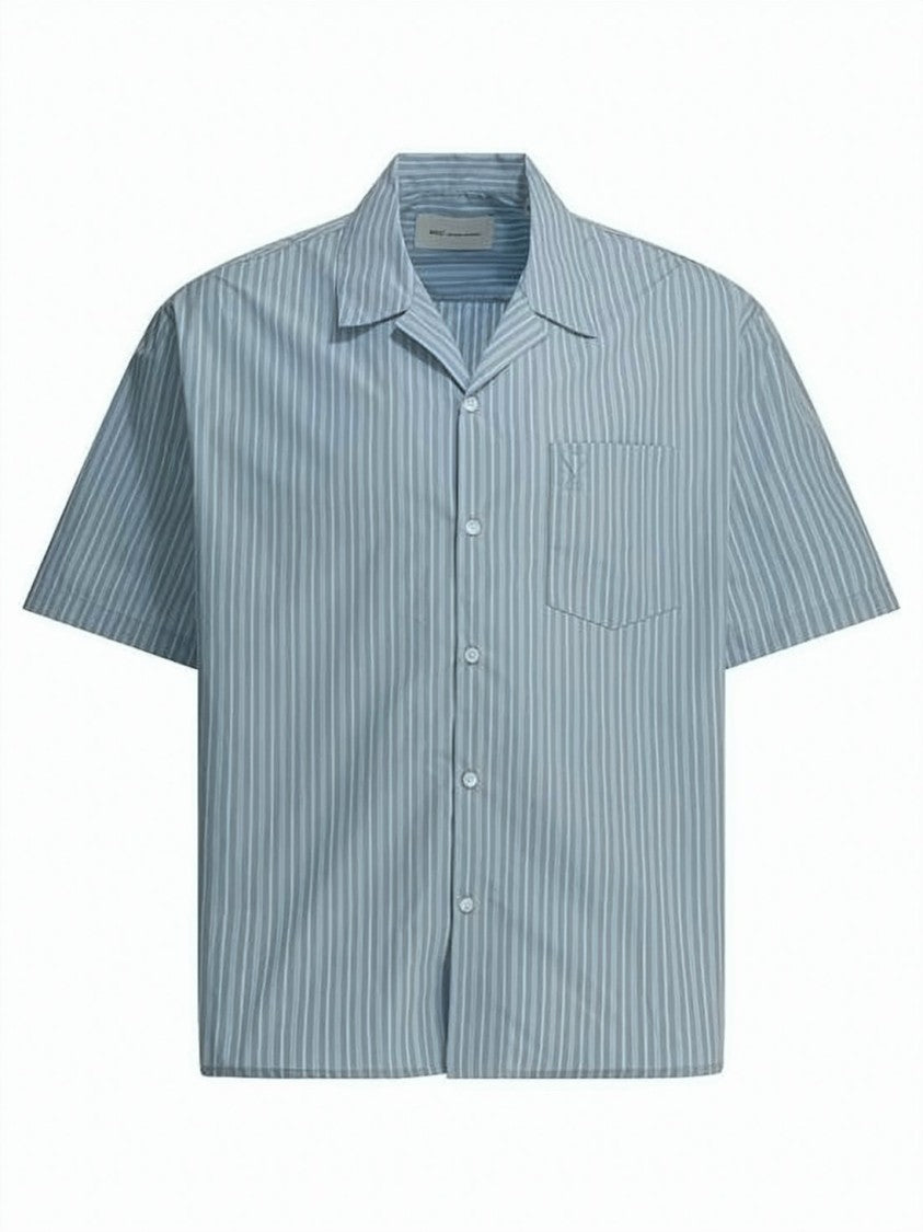 Ami Paris Vertical Stripe Relaxed Fit Short-Sleeve Shirt