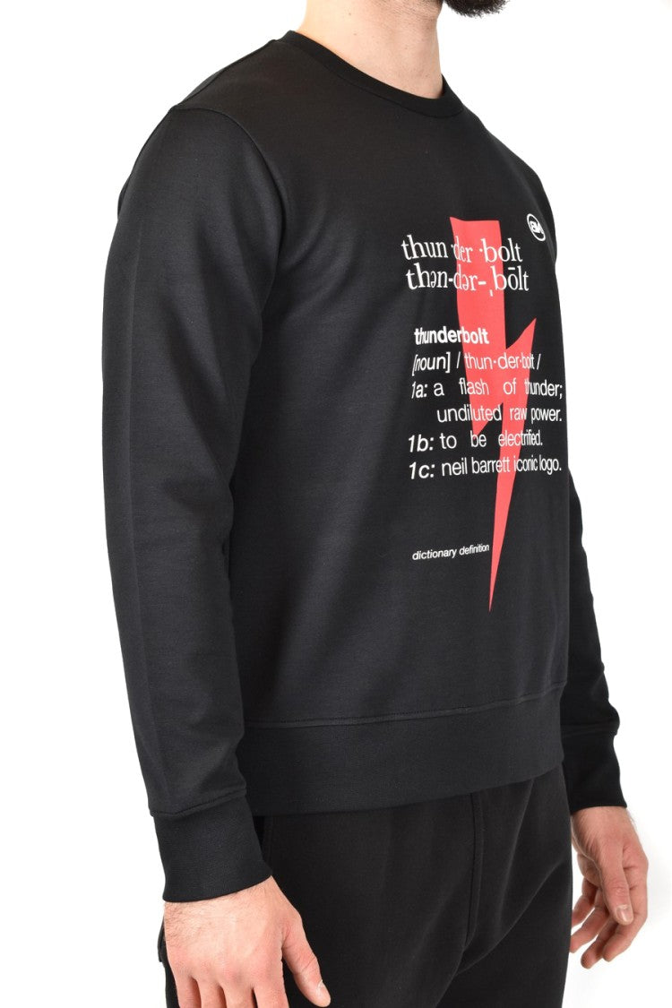 Neil Barrett Black Sweatshirt With Bold Lightning Bolt Graphic