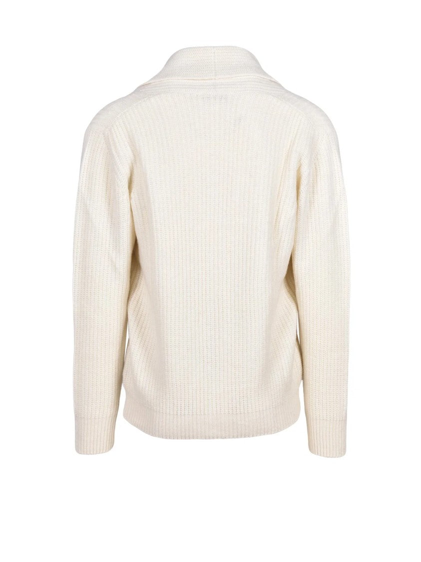 Cashmere Company P. Shawl Collar Ribbed Knit Cardigan With Button Closure