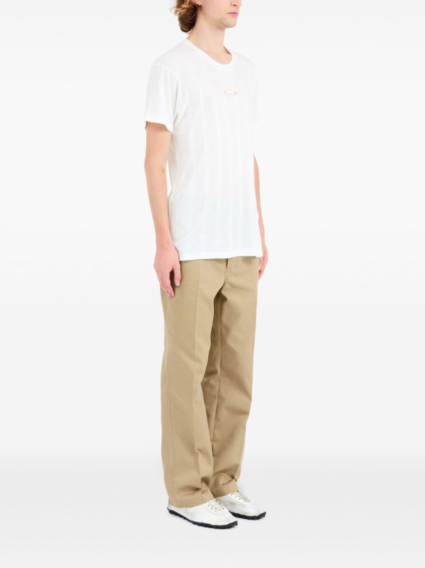 Maison Margiela Minimalist White T-Shirt With Logo Patch
