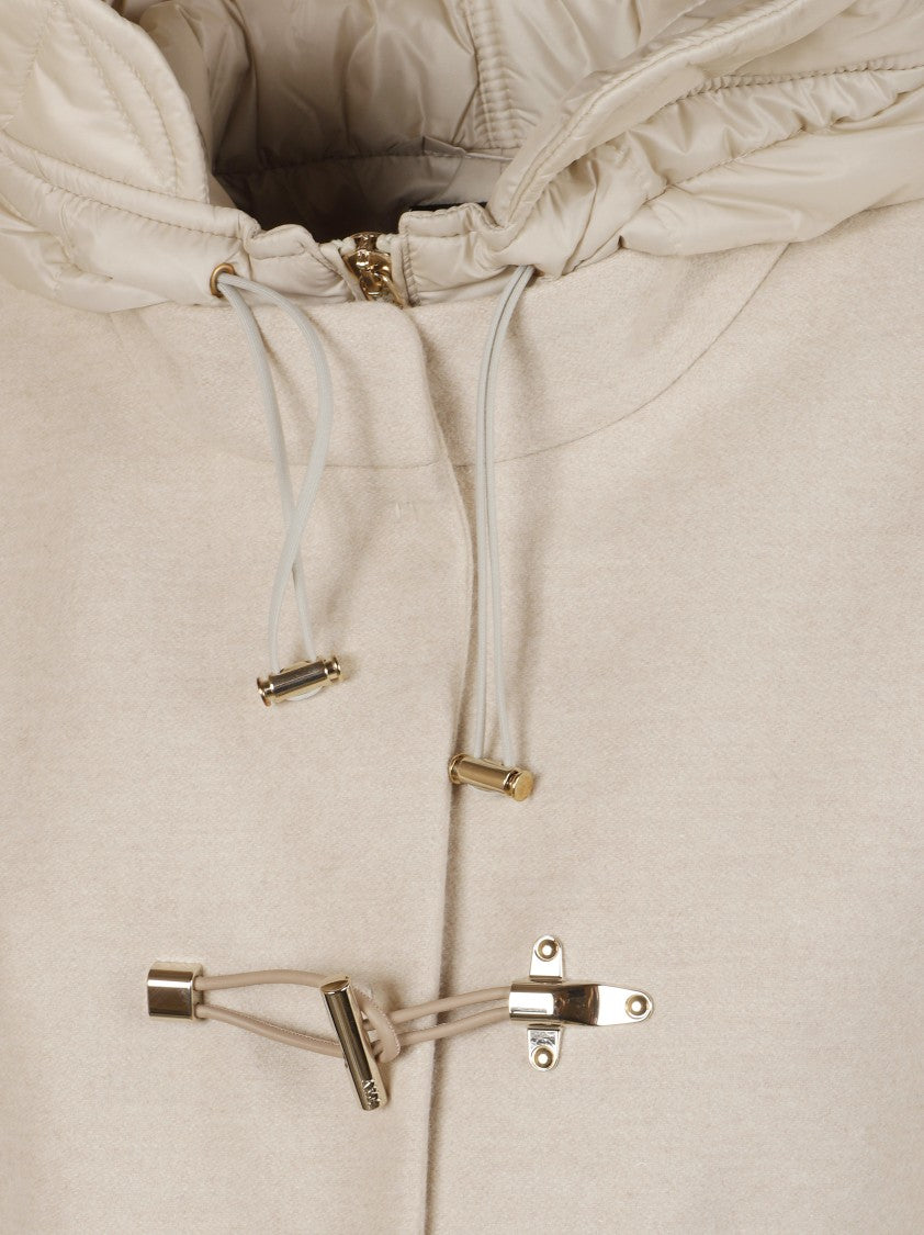 Fay Ivory Short Coat With Quilted Hood