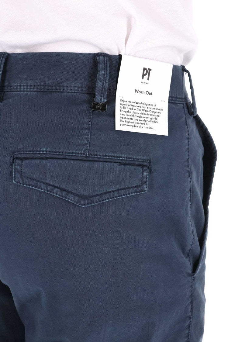 Pt Torino Michael Model Delavé Cotton Trousers