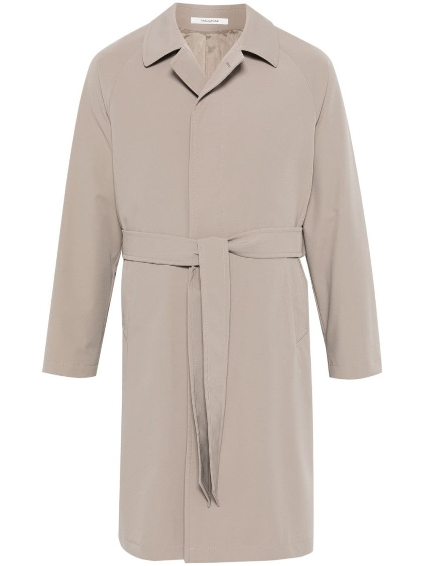 Tagliatore Minimalist Taupe Coat With Concealed Button Fastening
