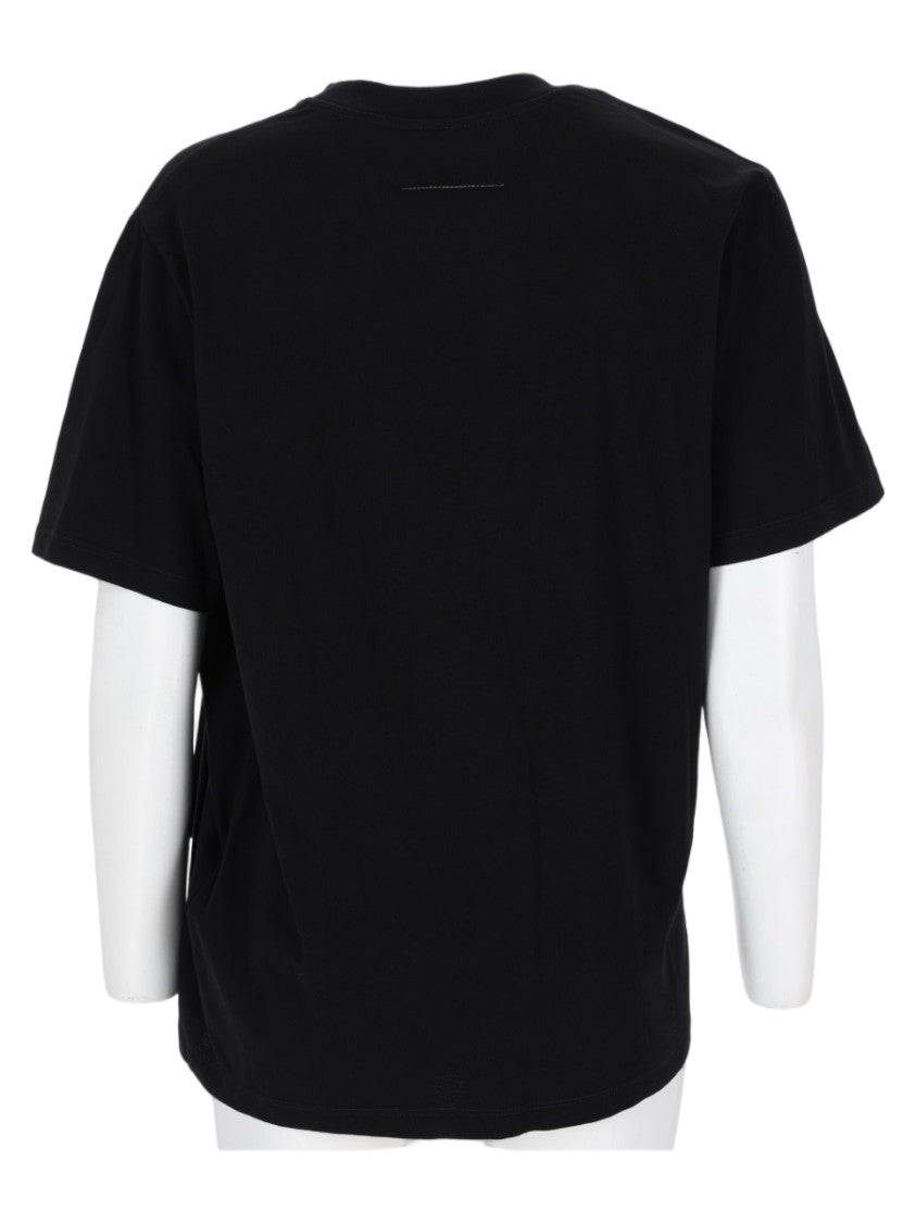 Mm6 By Maison Margiela Black Asymmetrical Draped Cotton Top