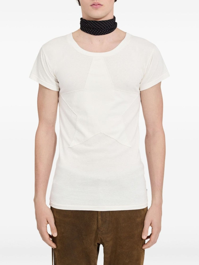Mm6 By Maison Margiela Star Applique Off-White Cotton T-Shirt