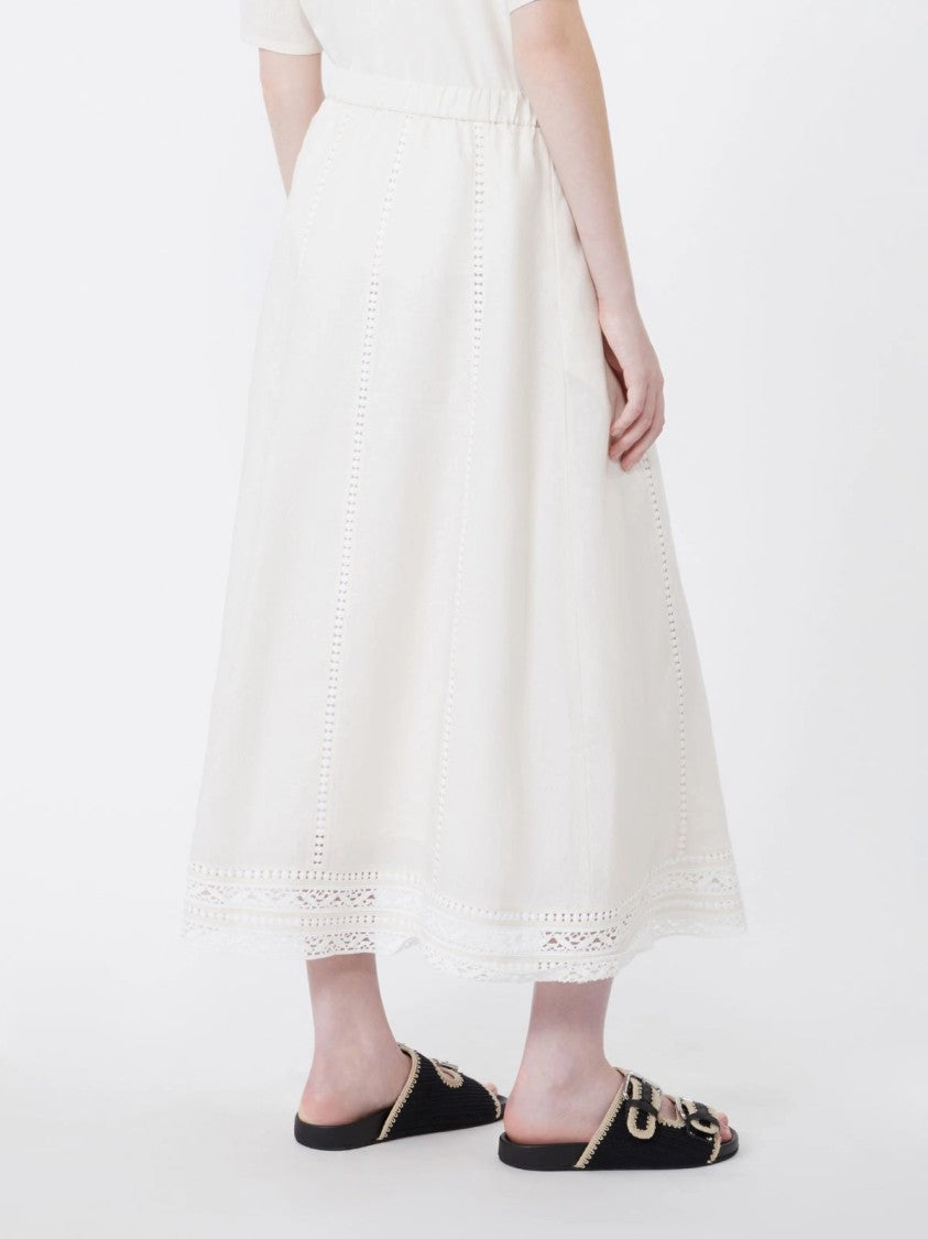 Max Mara Flared Midi Skirt With Vertical Eyelet Detailing