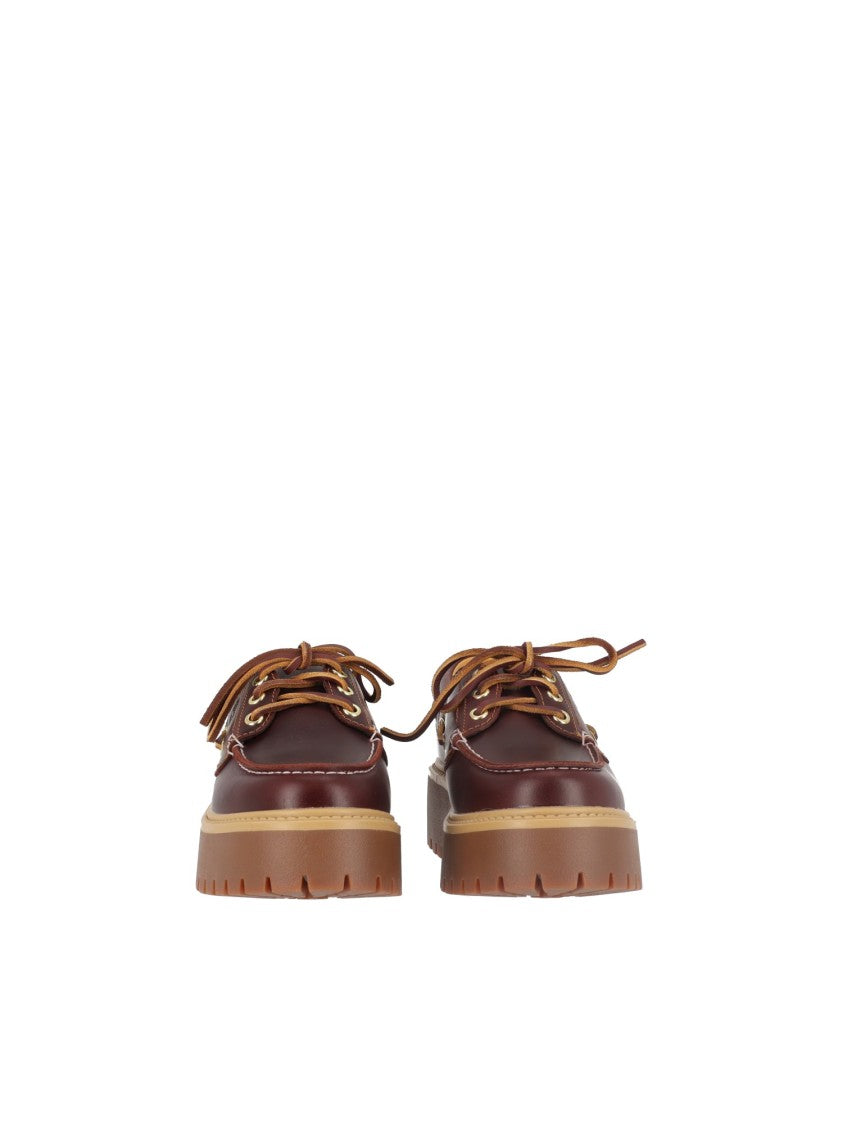 Timberland Brown Stone Street Moccasin Stitch Leather Boat Shoes