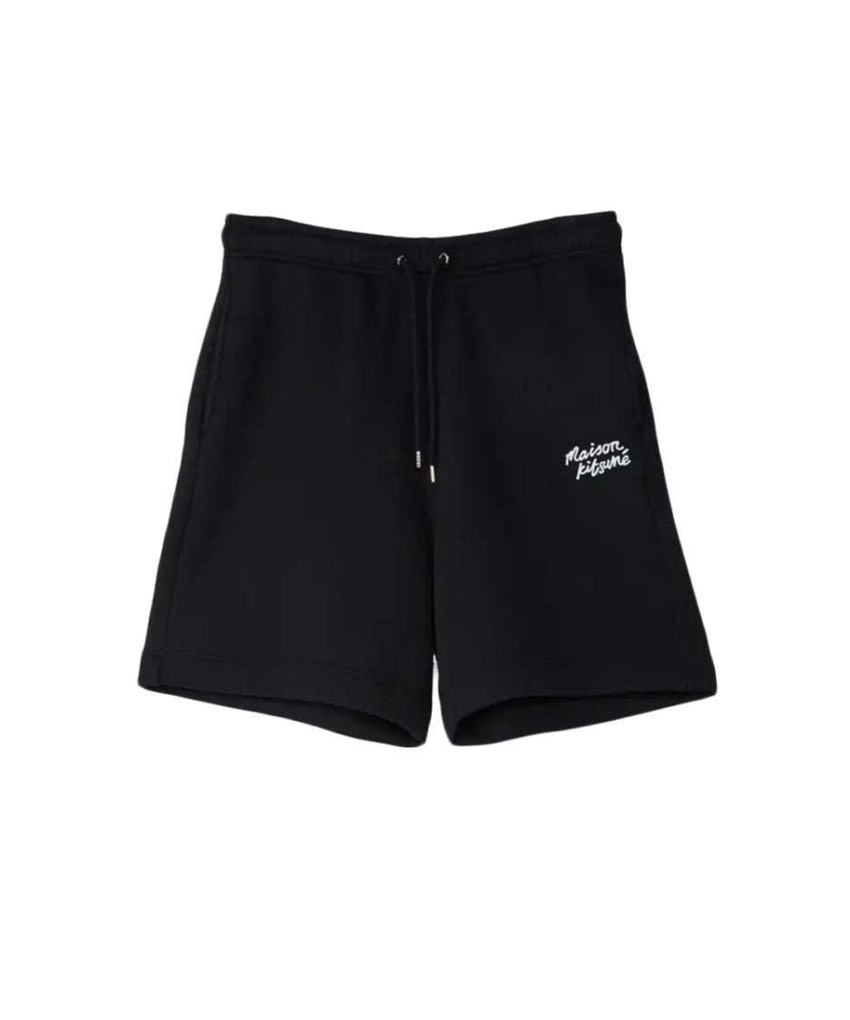 Maison Kitsuné Black Cotton Shorts With Drawstring Waist And Subtle Logo
