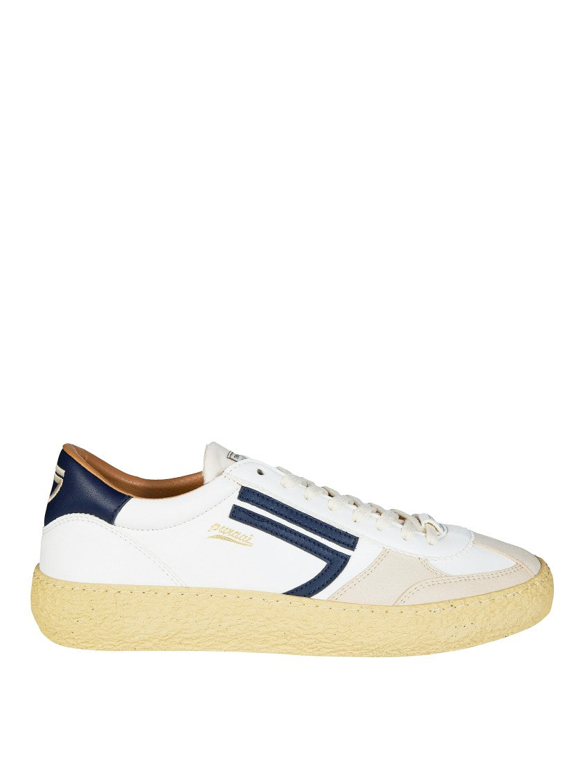 Puraai White Vintage Vegan Leather Perforated Sneakers