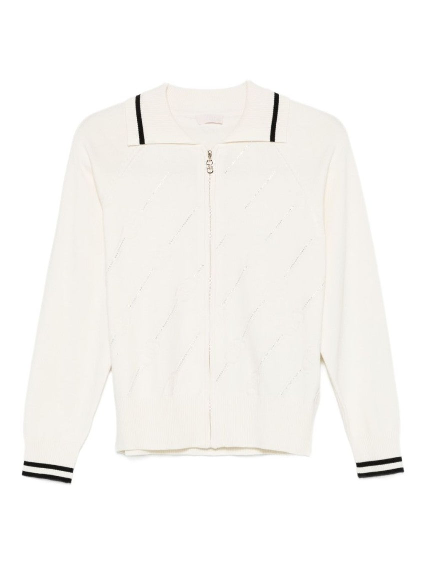 Liu Jo Textured White Knit Cardigan