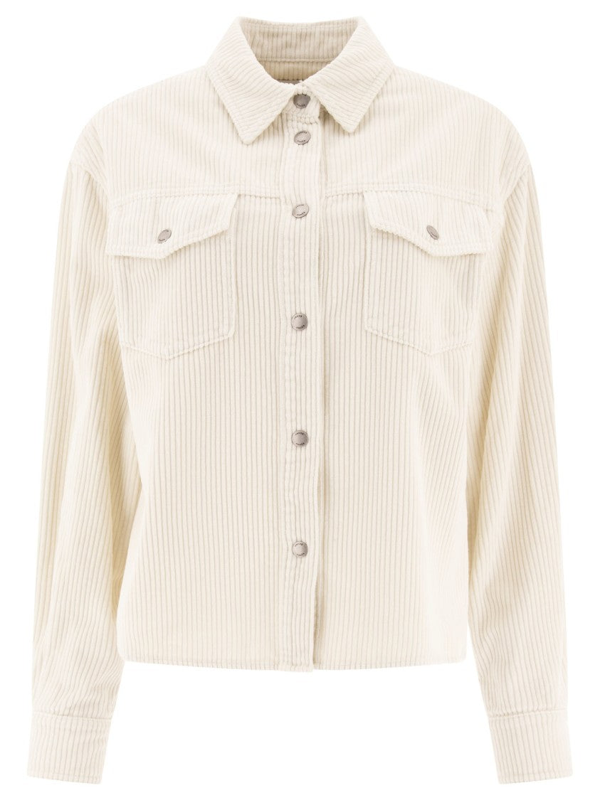 Jacob Cohen Textured White Velvet Overshirt
