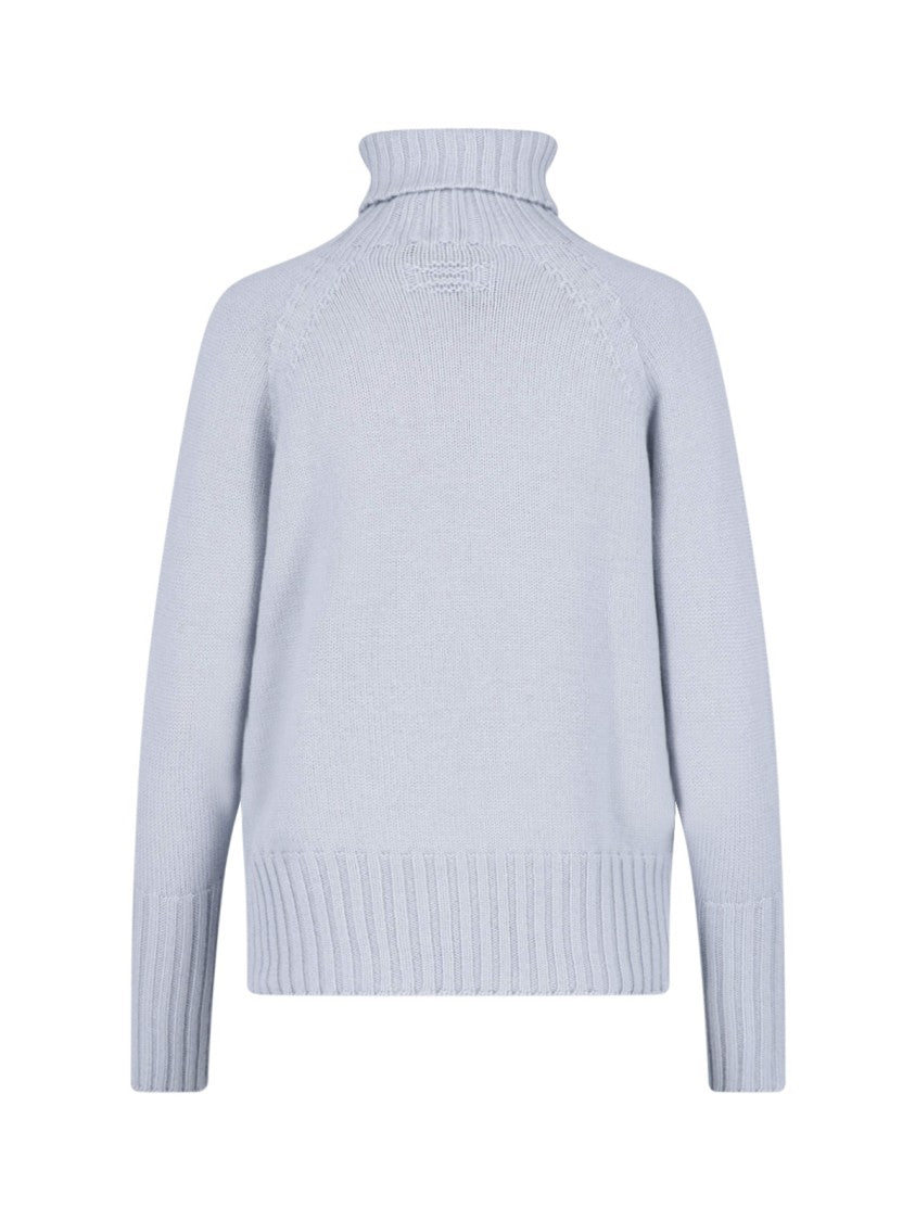 Drumohr Light Blue Merino Wool Turtleneck Sweater