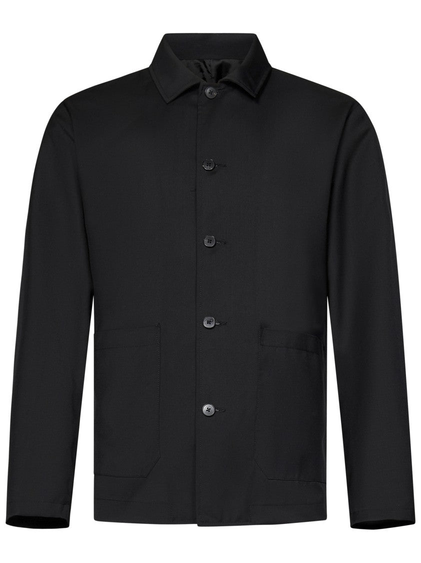 Low Brand Tropical Wool Shirt Jacket With Side Patch Pockets