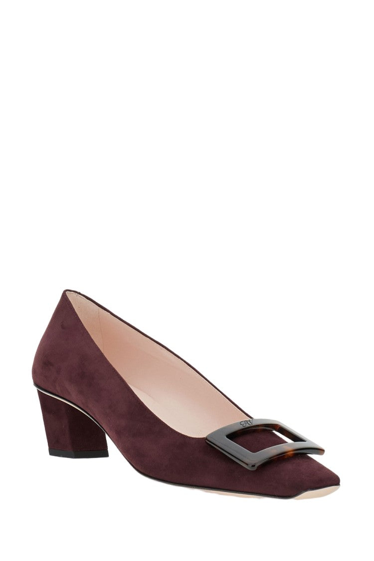 Roger Vivier Pointed Toe Suede Pumps With Decorative Buckle
