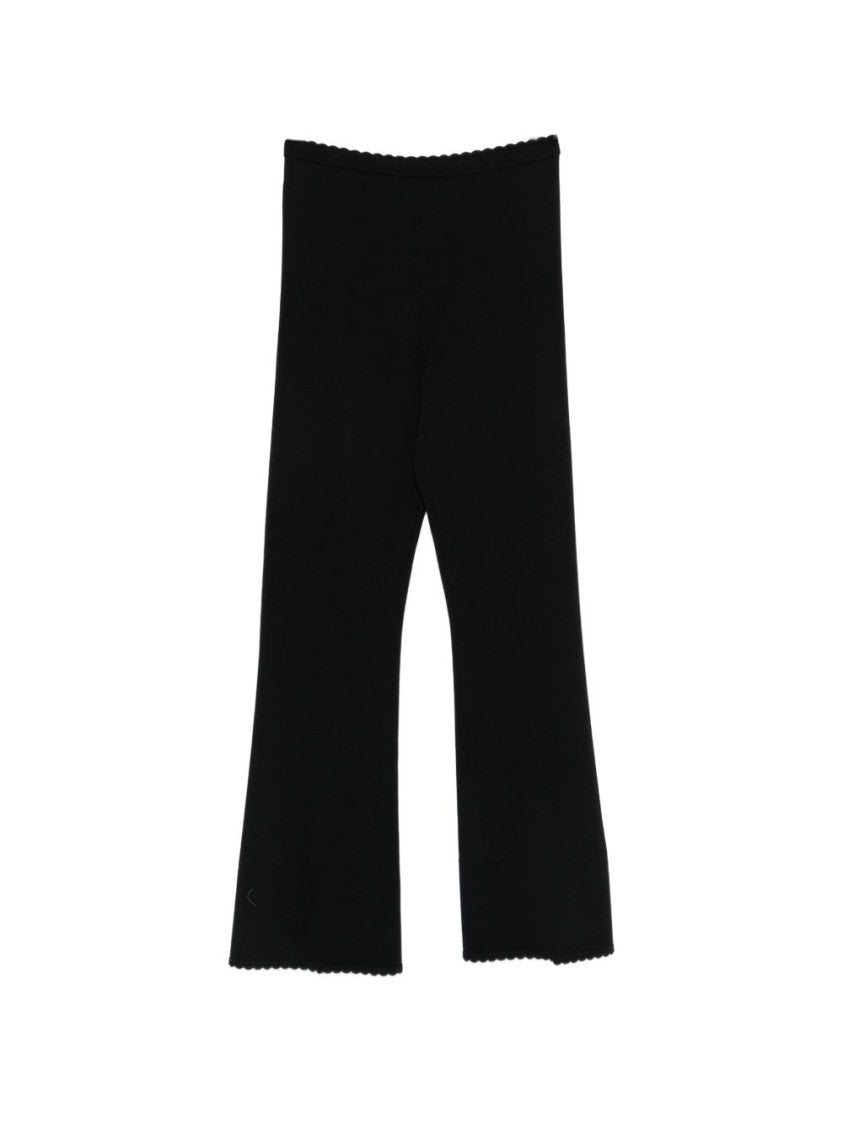Twin-Set Black Scalloped Trim Flared Pants