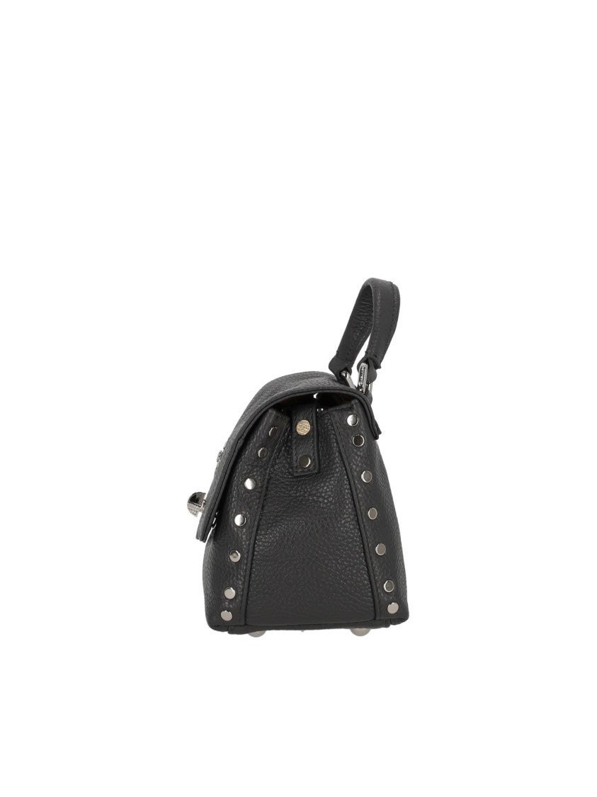 Zanellato Srl Grey Vulcano Daily Pebbled Leather Handbag