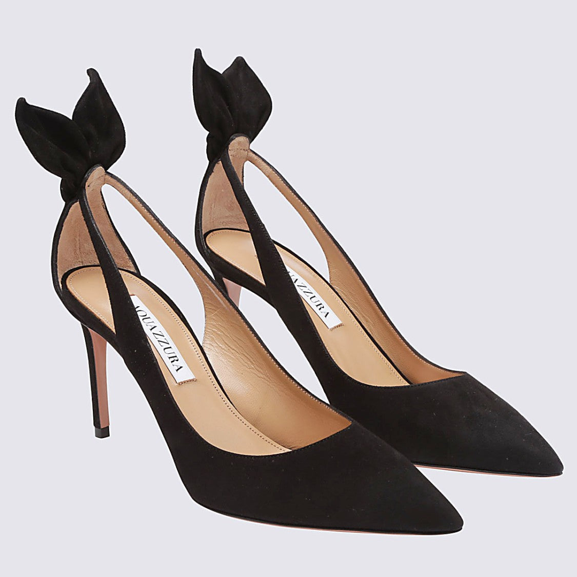 Aquazzura Black Suede Bow Tie Pumps