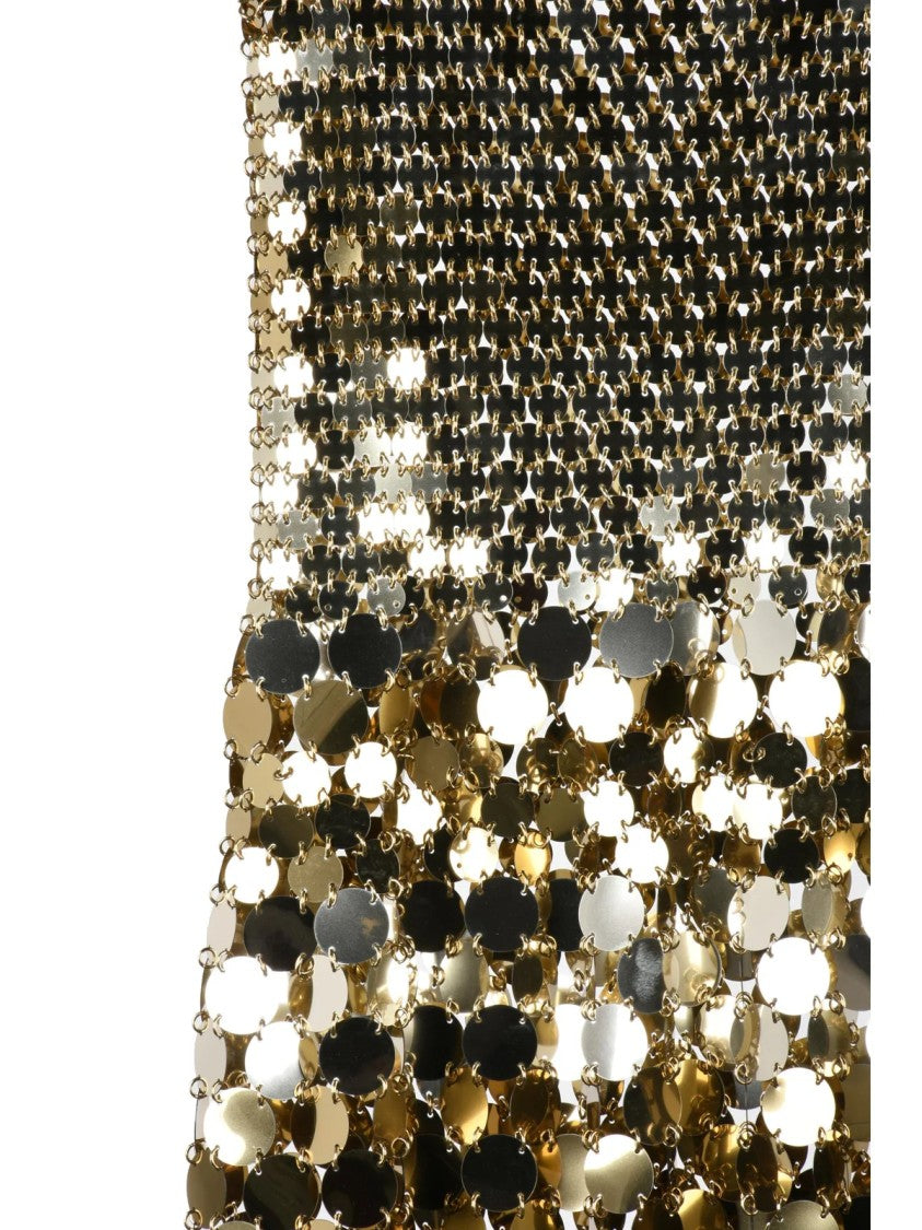 Paco Rabanne Gold Interconnected Metallic Plates Mini Dress