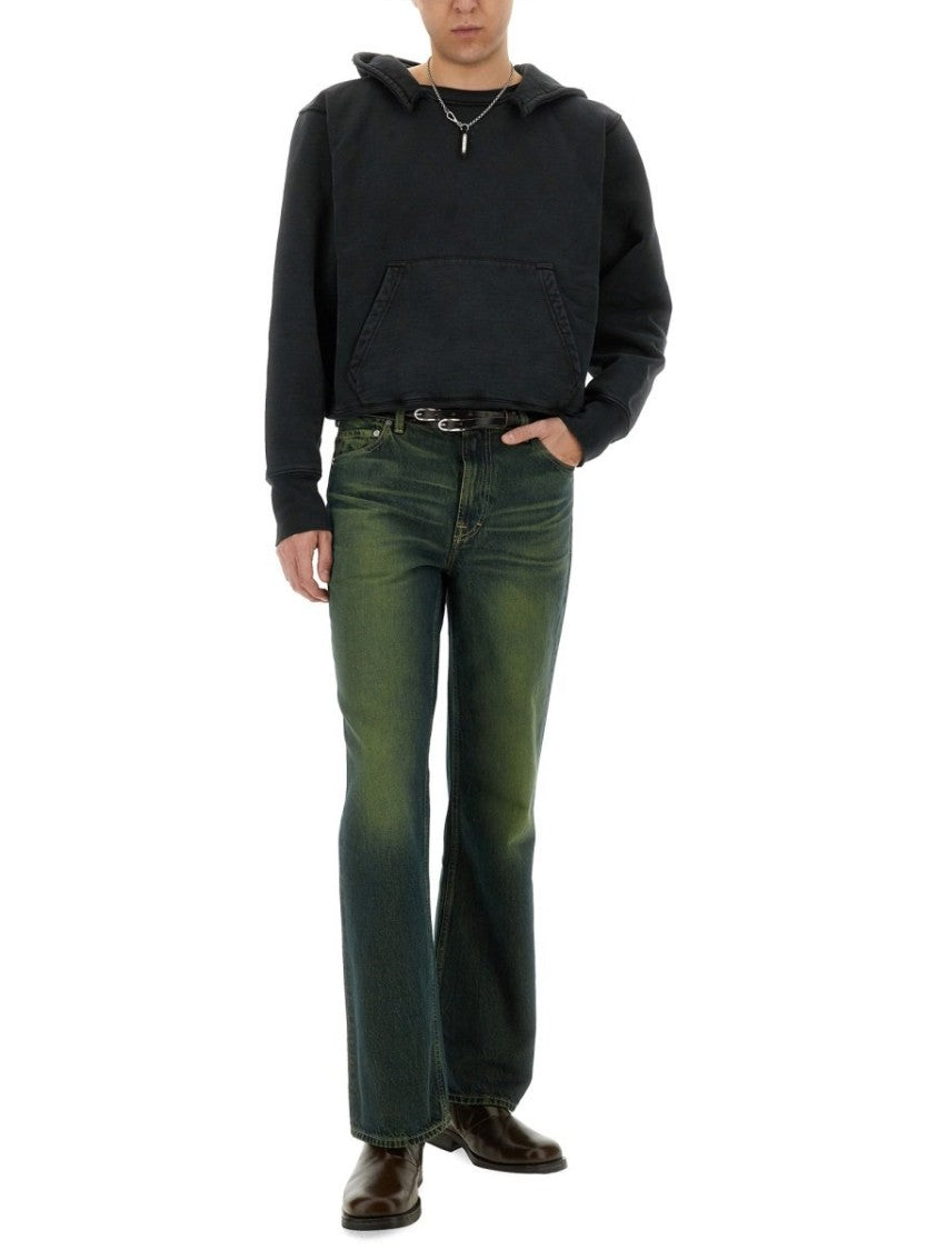 Our Legacy Boxy Cropped Hooded Sweatshirt With Kangaroo Pocket