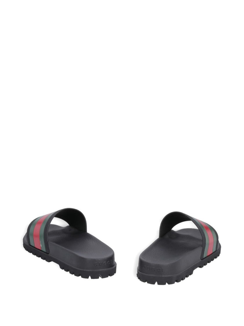 Gucci Slide Sandal With Green And Red Web Accents