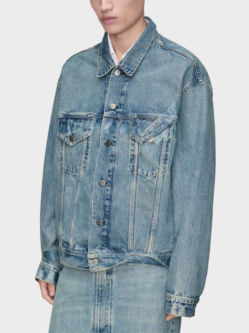 Maison Margiela Light Blue Hand-Painted Denim Casual Jacket