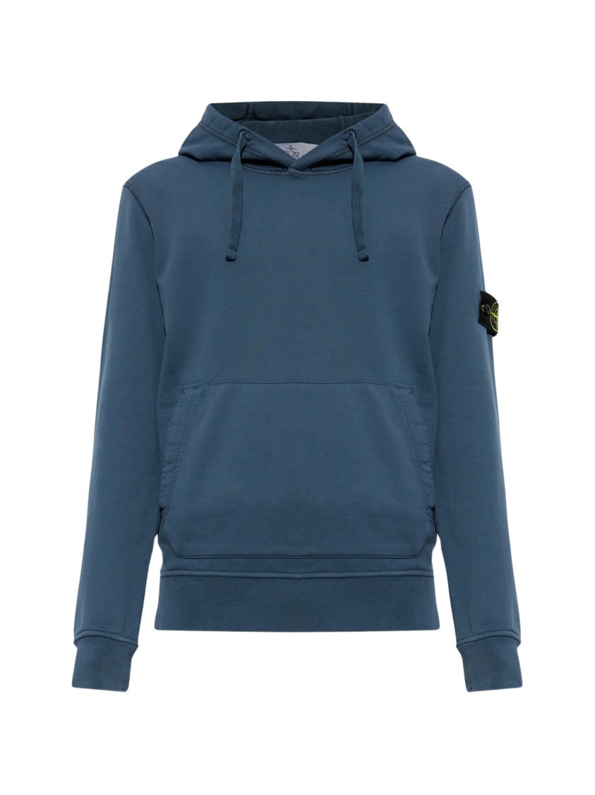 Stone Island Organic Cotton Fleece Hoodie With Drawstring And Pouch Pocket