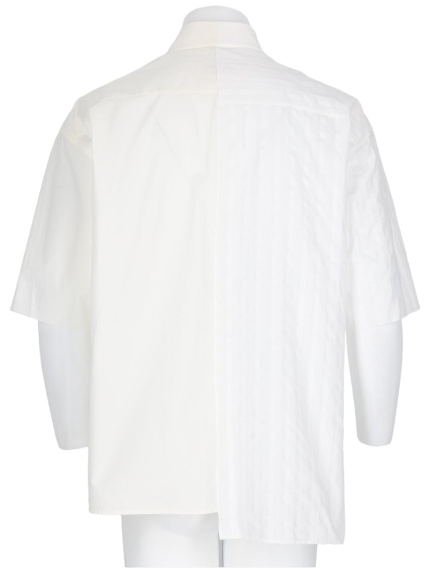 Mm6 By Maison Margiela White Asymmetrical Textured Casual Shirt
