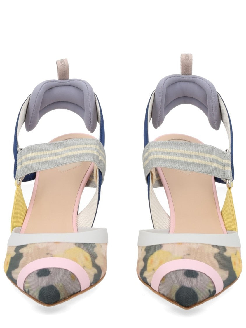 Fendi Colibrì Floral Mesh Overlay Slingback Pumps