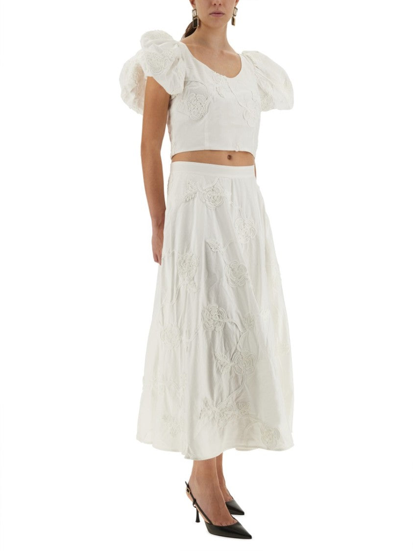 Rotate Birger Christensen Cotton Top With Puff Sleeves