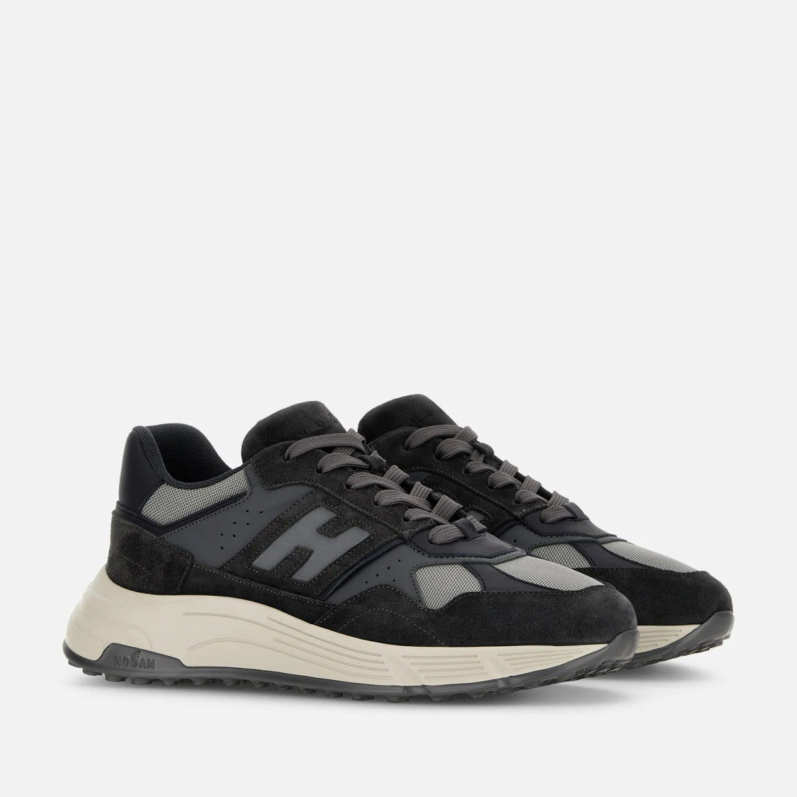 Hogan Sophisticated Lace-Up Sneakers With Calfskin Finish