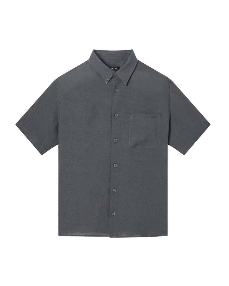 A.P.C. Casual Short-Sleeve Linen Shirt With Classic Collar