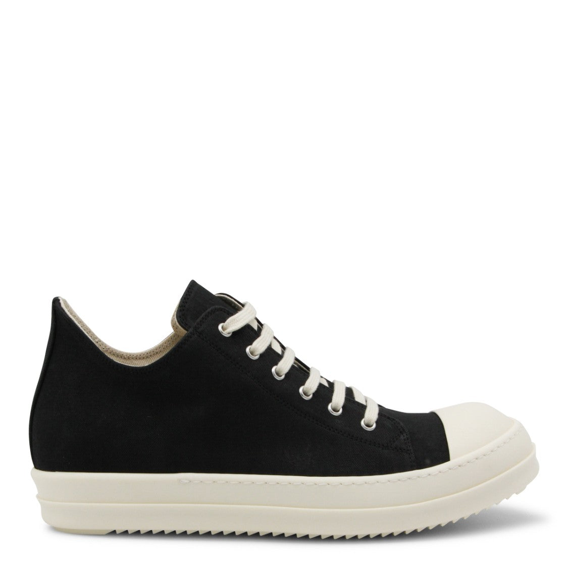 Drkshdw By Rick Owens Sleek Black Sneakers With Off-White Sole