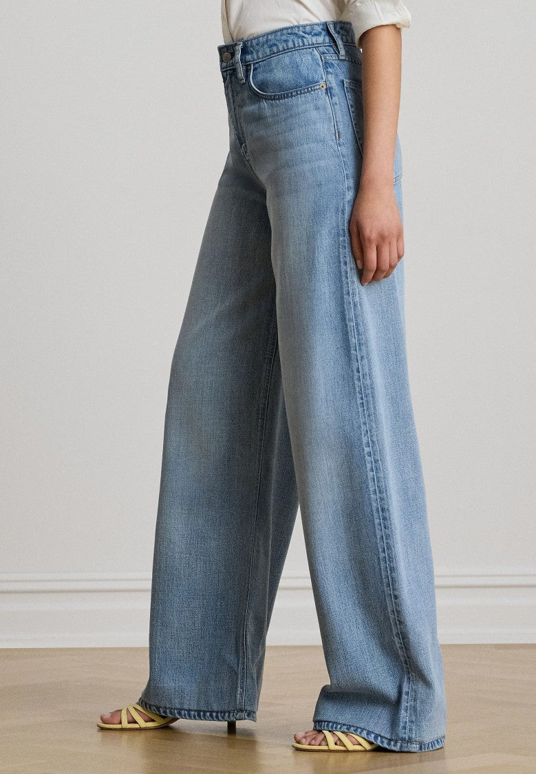Lauren Ralph Lauren Light Blue Faded High-Waisted Wide-Leg Jeans