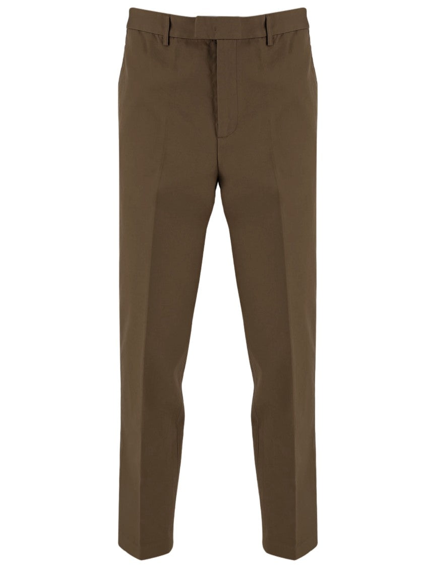 Emporio Armani Brown Pressed-Crease Cotton Straight-Leg Pants