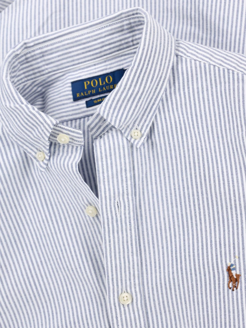 Polo Ralph Lauren Light Blue Vertical Stripe Cotton Button-Down Shirt