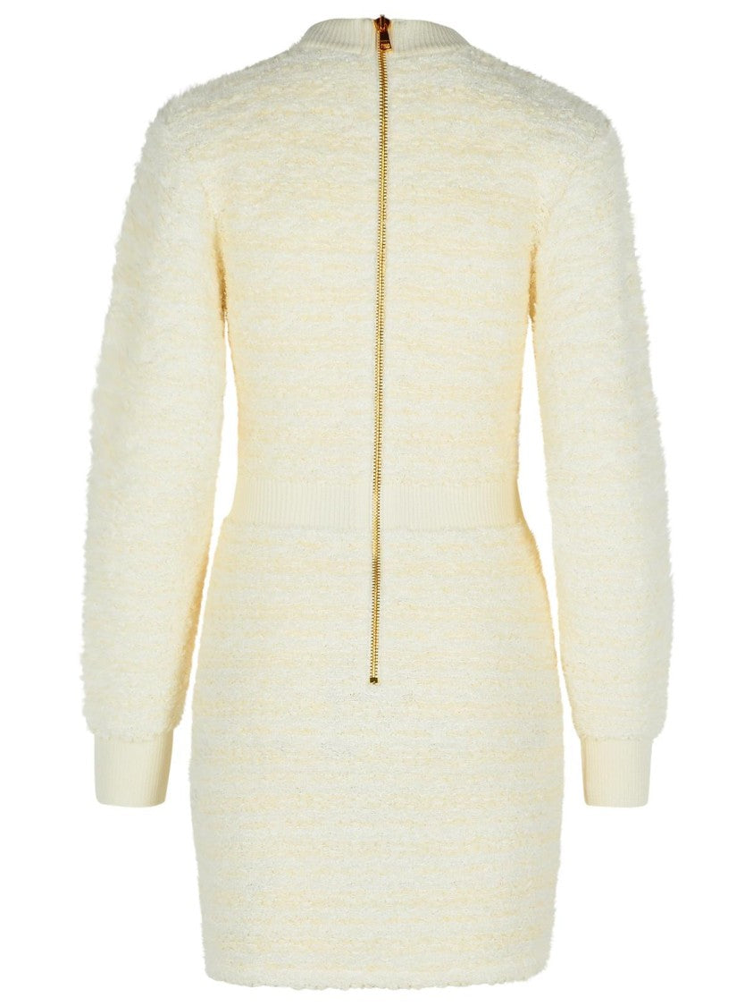 Balmain White Wool Blend Dress