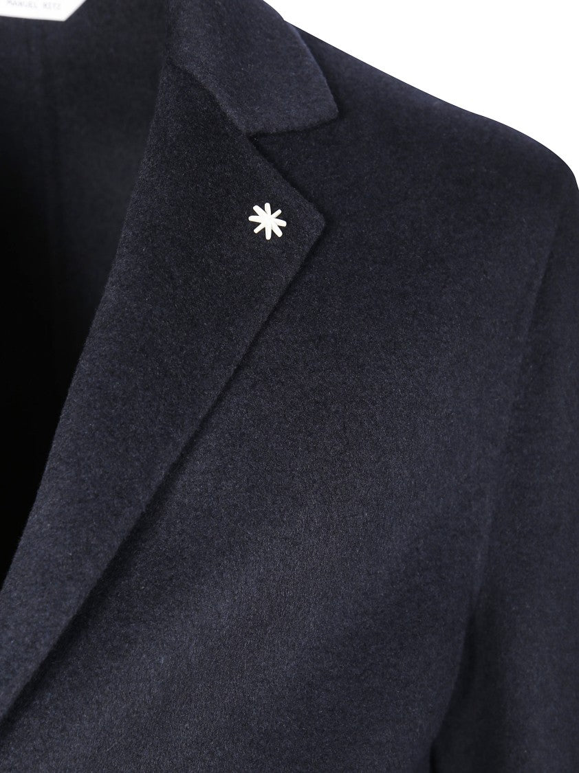 Manuel Ritz Double-Breasted Structured Jacket With Classic Collar